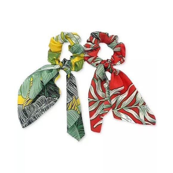 Floral Scrunchie (2 Piece Set) Womens Hair Style Accessory Style Trendy Knot NWT - Picture 1 of 7